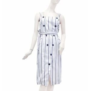 Petal Roz Jumper Style White Black Striped Dress, Medium